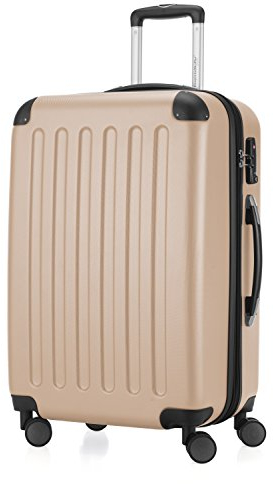 HAUPTSTADTKOFFER - SPREE - Hartschalen-Koffer Trolley Rollkoffer Reisekoffer, 4 Doppel-Rollen, 65 cm, 74 L, Champagner