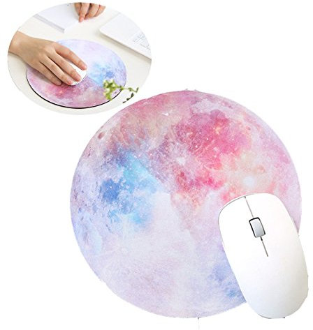 DINOWIN Tapis de Souris Rond 220x220x3mm, Mouse Pad Base en Caoutchouc Anti-Glissant pour Ordinateur et Ordinateur Portable (Rainbow Moon)