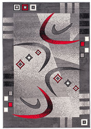 Carpeto Modern Teppich Grau 60 x 100 cm Geometrische Muster Kurzflor Monaco Kollektion