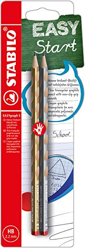 STABILO - Schmaler Dreikant-Bleistift für Rechtshänder - EASYgraph S Metallic in Gold und Silber - 2er Pack - Härtegrad HB