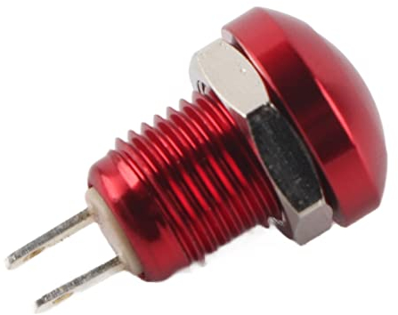 Pulsador Momentáneo, Fydun Interruptor de encendido Pulsador 1A 24V 8mm Mini Impermeable Impulsor Momentáneo Pulsador Aleación de zinc-aluminio(Rojo)