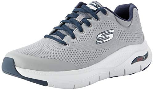 Skechers Arch FIT, Zapatillas Hombre, Gray Textile Synthetic Azul Marino Trim, 45 EU