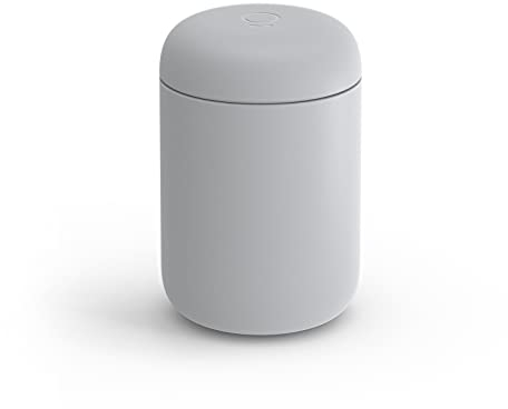 Fellow Carter Everywhere Travel Mug - Wide Mouth Vacuum Insulated Stainless Steel Coffee and Tea Tumbler with Ceramic Decor, Matte Grey, 350ml Cup