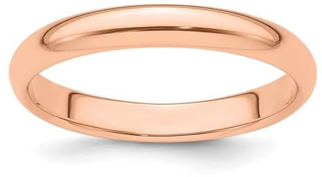 14 Karat Roségold, gravierbar, 3 mm, halbrund, Ehering, US-Größe 6, Schmuck für Damen, One Size, Metall Roségold Goldfarben Metall: Rotgold, Kein Edelstein