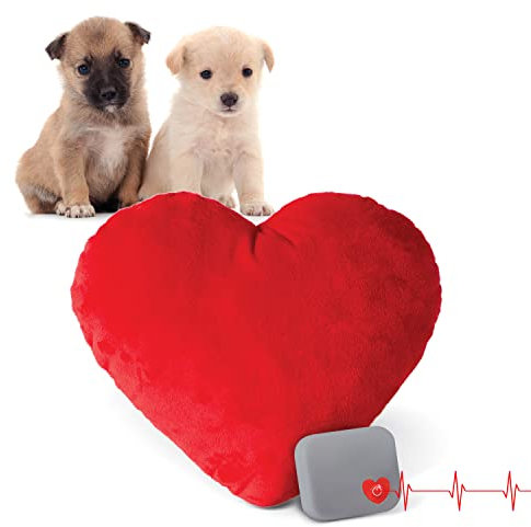 K&H Pet Products Mother's Heartbeat Beruhigendes Hundespielzeug, Herzkissen, mittelgroß, 20,3 cm, Rot