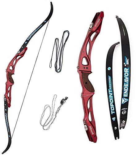 ZSHJGJR 68 Zoll Takedown Recurve Bogen 18-44lbs Longboegn Erwachsene und Anfänger Jagdbogen Legierung Riser Sportbogen Rechte Hand für Bogensport Ziel Spiele (Rot, 28lbs)