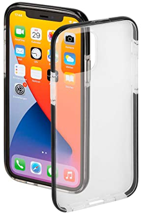 Hama Handyhülle für iPhone 12/12 Pro „Protector“ (durchsichtige iPhone 12/12 Pro Hülle aus TPU, stoßfester Bumper für Fallschutz, wasserabweisende Schutzhülle, flexibler Handyschutz) schwarzer Rand