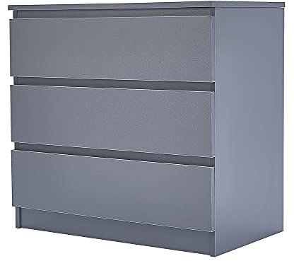 Panana Wooden 3/4/5/6 Chest Of Drawers with Metal Runner Modern Bedroom Bedside Storage Cabinet Unit for Hallway Living Room (Gray, 40D x 70W x 66.3H cm)
