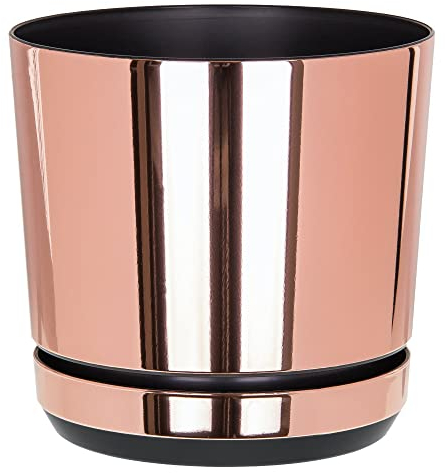 KORAD Indoor Plant Pots, 6 sizes, 25 colours – Rose Gold Medium Plant Pot Planter with Drainage Holes and Matching Saucer for All Houseplants – Modern Home Decor Round Flower Pot (18 cm)