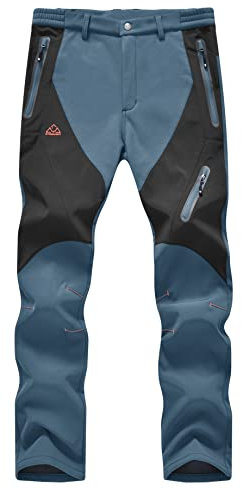 YSENTO Damen Wanderhose Wasserdicht Regenhosen Outdoor Warm Softshellhose Gefüttert Trekkinghose Funktionshose(Blau,M)