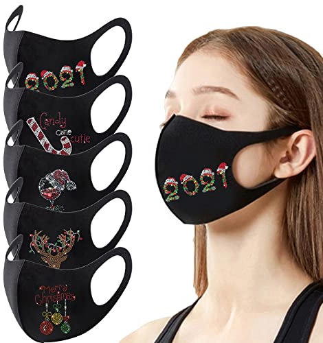 5 Stück Unisex Erwachsene Schutz_Cover_Maske_Fac_For Christmas Colorful Washable Reusable Ice Silk (5PCC)