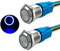 Aiqeer 2 Pezzi 16 mm Interruttore a Pulsante Momentaneo, 12V / 24V 5A Interruttore di Accensione per Auto, Interruttore a Pulsante in Metallo con Presa Precablata (LED Blu)
