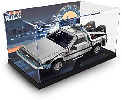 cooldac Acryl Vitrine Box kompatibel mit Lego 10300 Zurück in die Zukunft Delorean DMC 12 Zeitmaschine, staubdicht Transparent Clear Display Box Vitrine (Das Modell Nicht enthalten)