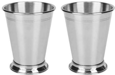 2 Stück 400 ml Mint-Julep-Becher, 14 Unzen, silberne Cocktailgläser aus Edelstahl, Moskau-Mule-Becher, Mint-Julep-Gläser, Metallweingläser, Cocktailbecher, Mixgetränkeglas für Zuhause, Party, Bar