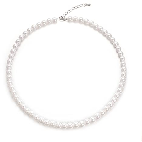 Aleasha Perlenkette Damen weiße perlenkette Kurze perlenkette mit 6mm Hochzeit Bräute Schmuck
