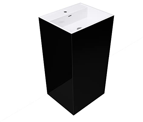 Mai & Mai Standwaschbecken freistehend Waschbecken aus mineralguss in in schwarz und weiß | BTH: 50x42x90cm | Waschplatz Col34