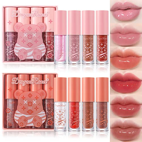 YIBABY 8 Farben getönter Lipgloss Set Hydrating Lip Glow Oil Plumping Lip Moisturizing Transparent Lip Care Oil Shiny Jelly Lip Gloss für Frauen und Mädchen