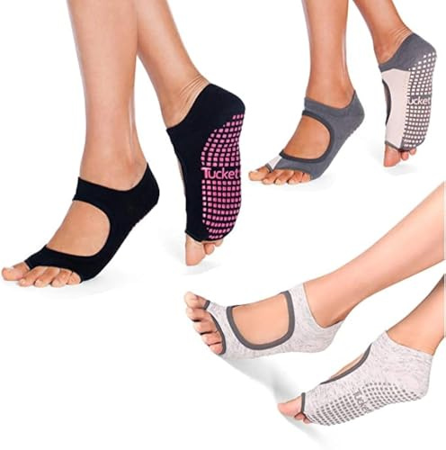 Tucketts Yoga Socken für Frauen - rutschfeste Haftsocken ohne Zehen - Stoppersocken (Damen) – Pilates Socken Geeignet für Pilates - Barre - Ballett
