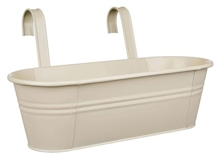 BUTLERS Zinkeimer/Blumenkasten zum Hängen mit abnehmbaren Haltegriffen aus Metall 50 x 20 cm -ZINC- Hängende Blumentopf für den Außenbereich | Planztopf für Balkongeländer