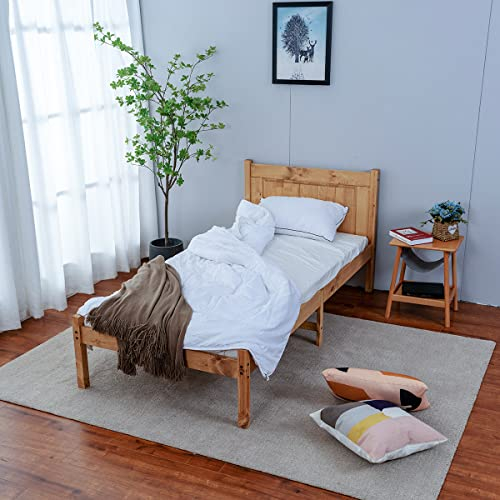 Panana Corona Single Bed,High Foot End Bed Frame, Mexican Solid Pine Wood Frame Bedroom (3FT low end B)