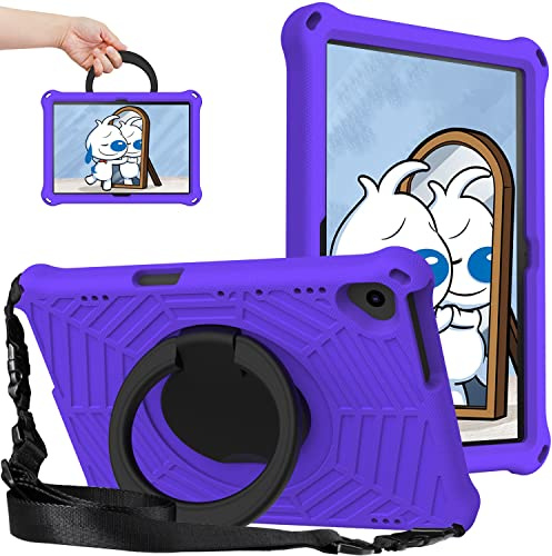Custodia per tablet Huawei MediaPad T5 (10,1 pollici) per bambini - EVA leggera antiurto con manico girevole a 360° supporto robusta copertura W tracolla, viola