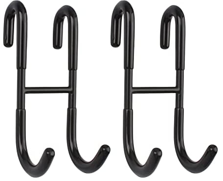 MOROBOR Lot de 2 crochets pour porte de douche en acier inoxydable 304 noir brillant sans perçage pour maillots de bain, serviettes, boules de bain (en forme de H)