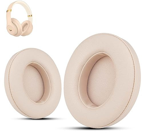 Krone Kalpasmos Earpads Replacement for Beats Studio 3 Wireless, Compatible with Beats Studio 2 & 3 Wired/Wireless/Model B0501/Model B0500 Headphone, Protein Leather & Memory Foam, Satin Gold