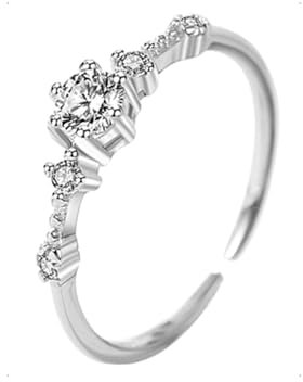 KONFEN Ring Silber 925 Damen, Kronen Fidget Ring Daumenring Verstellbar mit Zirkonia, Zehenring Zeigefinger Verstellbare Ringe Offen Fußringe Modeschmuck für Ehefrau Freundin Freund