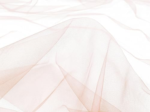 Tüll Stoff Meterware - 160 cm Breite - quer-elastischer, weicher Tüllstoff - Uni Deko Stoff (Apricot)