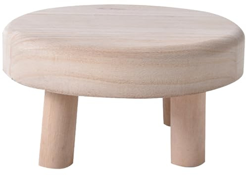 OnIUeZky 1PC Wood Plant Stand, 7.9'' Dia. Round Plant Stool 3.9'' Tall Plant Riser Decorative Small Planter Stand Display for Indoor Outdoor Bonsai Plant Pot