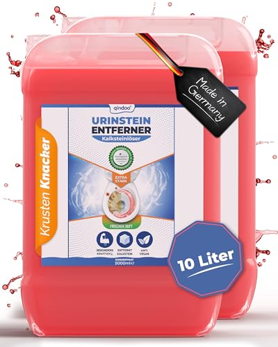 Qindoo 10L Urinsteinentferner EXTRA STARK der Krusten Knacker bei Urinstein & Kalkstein, kraftvoller WC-Reiniger Urinal Bidet - Entfernt hartnäckigste Ablagerungen