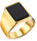 DJADEE Dezent Ring Gold Herren Edelstahl 18 Karat 750 Gold vergoldet Onyx Stein schwarz Geschenk für Männer Goldring wasserfest (18,1 mm Ø - 57)