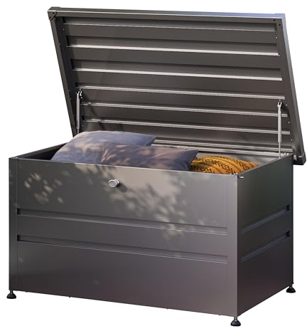 GFP PRIMEYARD® Cassapanca da esterno 132x64x72 cm baule da esterno metallo antracite impermeabile