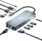 MMOBIEL Hub USB-C a 3X USB 3.2, Lector Tarjetas SD/TF, 1000Mbps Eth, HDMI/DisplayPort 4K@60Hz, VGA, Salida de Audio de 3.5mm, 100W Power Delivery – Hub USB 11-en-1 - Multipuerto de Triple Pantalla
