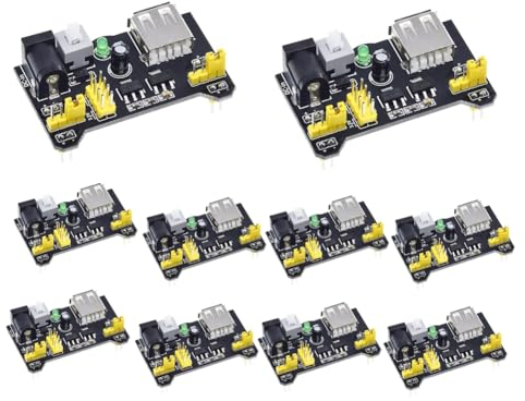 Aposous 10PCS for MB102 Breadboard Power Supply Module Set 2-Way 3.3V 5V for MB102 Breadboard Module Set Kit