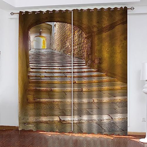 Tende Oscuranti Camera Da Letto Con Occhielli, 3D Tende Oscuranti Termiche Isolanti Per Soggiorno Moderne Decorazione Finestre Trapezio Del Tunnel Solare - Ufficio Albergo Ristorante 2 X 14-8U0G5G0G9
