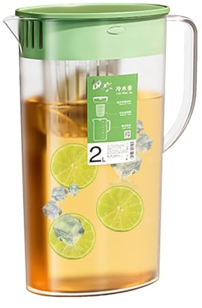 Pichet à eau avec infuseur à fruits | Bocal à boisson de 2 L avec couvercle et infuseur à fruits – Pichet à eau froide, bouilloire à thé glacé, distributeur de boissons pour eau chaude/froide,
