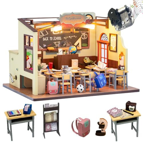 DIY 3D Wooden Doll House Kit Dollhouse in miniatura con mobili, 1:24 Scale Creative Room Idea Best Gift (senza coperchio antipolvere)