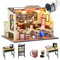 DIY 3D Wooden Doll House Kit Dollhouse in miniatura con mobili, 1:24 Scale Creative Room Idea Best Gift (senza coperchio antipolvere)