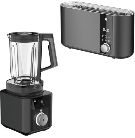 WMF Set 2-teilig Master Toaster Langschlitz motorisiert, Toaster 2 Scheiben, XXL-Toast, automatische Brotzentrierung und WMF Master Hochleistungsmixer, Standmixer mit Mixbehälter 1,75l, Ice-Crush