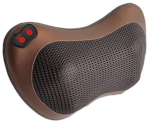 DISPAU Almohada de Masaje - Diseño Ergonómico, 8 Cabezas Bidireccionales, 3 Velocidades Ajustables, Función de Calor Suave, Ideal para Hogar y Viajes, Incluye Adaptador para Coche y Pared