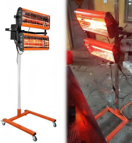 2x1000W Car Infrared Paint Heating Heater Lamp Spray/Baking Workshop Curing Lamp w/Stand Heatlamp Dryer light Spray Baking Booth Heat Light Heater Bodywork Repair Heater Dryer