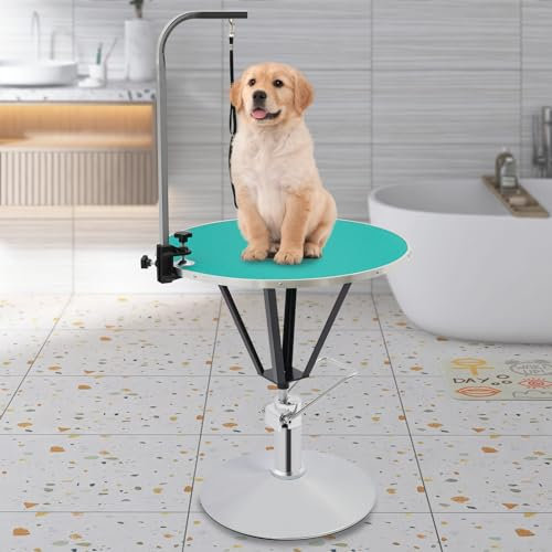 OMGGYER Haustier Trimmtisch Groomer Tisch Pflegetisch höhenverstellbar Schertisch für Hunde/Katze hydraulisch anhebbarer Tierpflegetisch für Haushaltsbaden, Haartrocken, Haarschneiden (Grün)