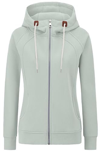 KEBORUILA Hoodie Damen Sweatjacke Kapuzenjacke Herbst Winter Sweatshirt Kapuzenpullover Mit Kapuze Reißverschluss Oberteile 2025 Aquablau L