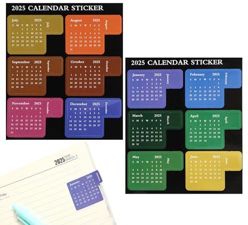 Qiwieod Schede mensili, adesivi mensili | Adesivo agenda 12 mesi 2025 | Forniture per scrapbooking Segnapagina, strisce di decalcomanie per pianificazione mensile rimovibili per notebook Planner