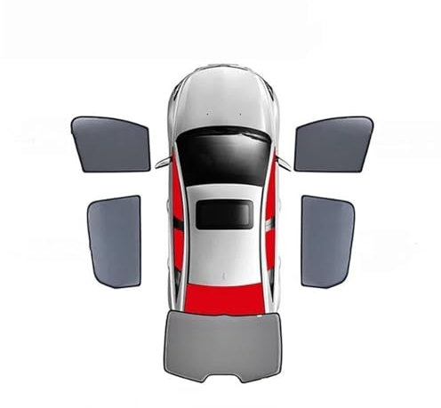 SKINII Parasol Coche para Mercedes para Benz Clase C W203 2000-2007 Coche Magnético Parasol Parabrisas Delantero Ventana Lateral Trasera Visor Parasoles Coche(5PCS Front Rear Back)