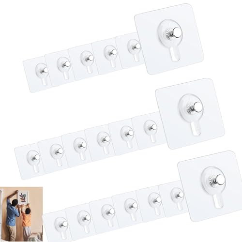 20pcs Attache Cadre Adhésif Crochets,Accroche Tableau Sans Percer pour Tableaux, Posters, Photos, Peintures Décoratives