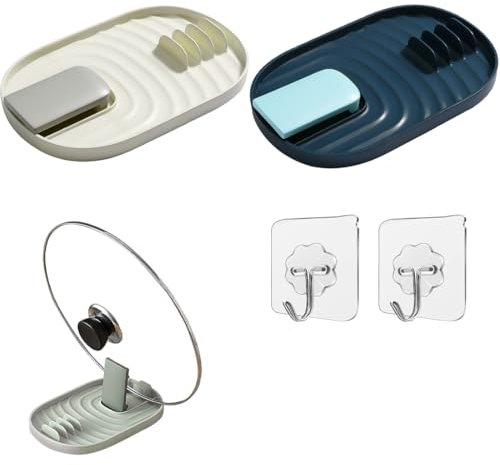 GXGM Lot de 2 repose-cuillères pour plaque de cuisson, repose-cuillère avec support de couvercle, avec 2 crochets support en plastique, support pour couvercle de casserole et cuillère