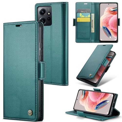 Rerzoiro Funda para Xiaomi Redmi Note 12 4G, Funda de Cierre Magnético, Cartera de Cuero PU con [Bloqueo RFID], Soporte, Ranura para Tarjetas, Carcasa de Libro, Case para Redmi Note 12 4G, Turquesa