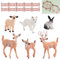 LYTIVAGEN Lot de 6 figurines d'animaux de la forêt en plastique - Mini animaux de Noël - Figurines miniatures de cerf avec mini clôture - Figurines d'animaux réalistes pour décoration de Noël - Jouets